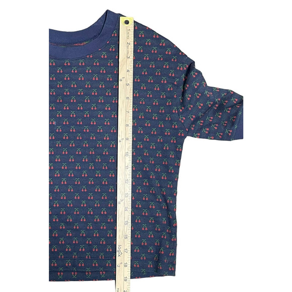 Madewell Cherry Jacquard Boxy Cropped Tee Shirt Navy Blue Women's Size XS - Picture 8 of 9